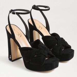 Sam Edelman Kristen Black Velvet Knotted Platform Heels